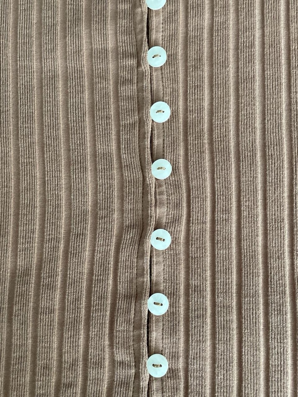 *New* Free People Chestnut Ribbed Button-Front Long Sleeve Top - Picture 6 of 9